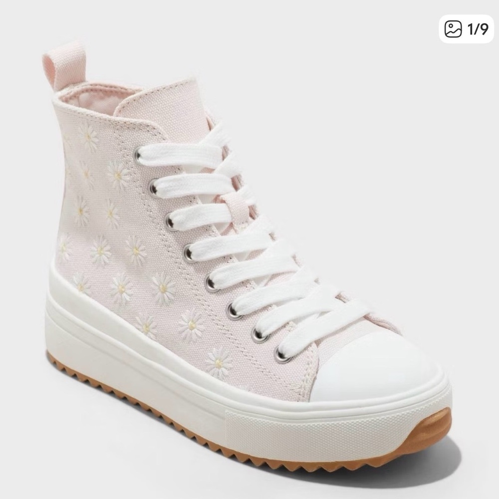 Art Class Pink Floral High-Top Sneakers - Sz 2